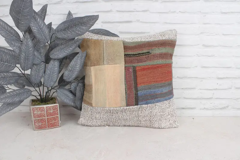 Pillow, Colorful Cushion, Home Decor Pillow, 18x18 White Pillow Sham, Neutral Throw Cushion Case, Gift Pillow, Interior Designer Pillow - 1
