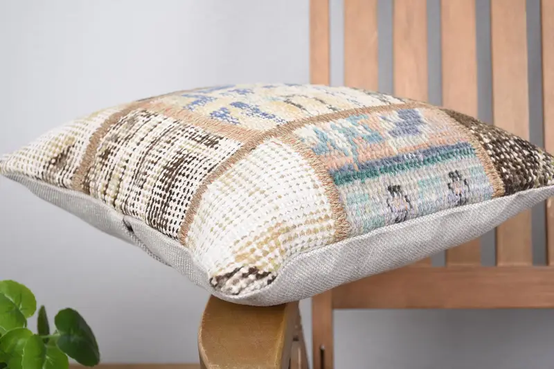 Tapestry Pillow Cover, Pillow Case, 14x14 Blue Pillow, Pillow for Couch, Vintage Kilim Throw Pillow, Vintage Kilim Pillow, Bolster Pillow Cover - 6