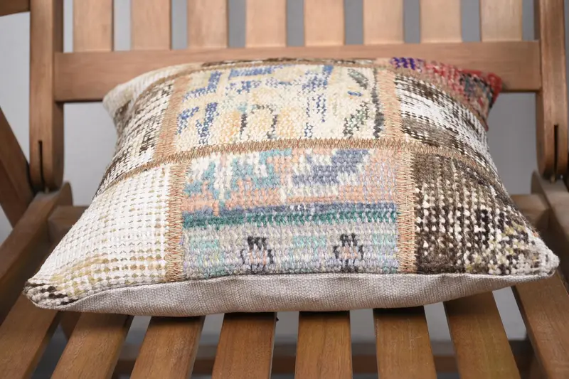 Tapestry Pillow Cover, Pillow Case, 14x14 Blue Pillow, Pillow for Couch, Vintage Kilim Throw Pillow, Vintage Kilim Pillow, Bolster Pillow Cover - 5