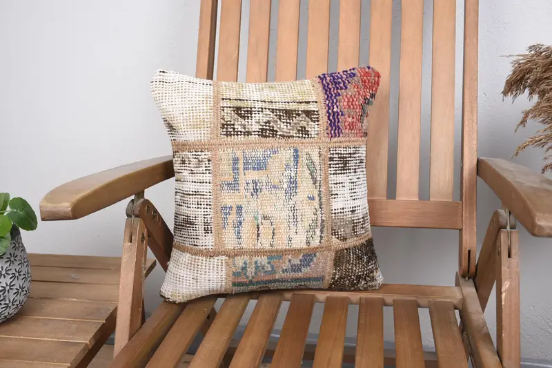 Tapestry Pillow Cover, Pillow Case, 14x14 Blue Pillow, Pillow for Couch, Vintage Kilim Throw Pillow, Vintage Kilim Pillow, Bolster Pillow Cover - 1