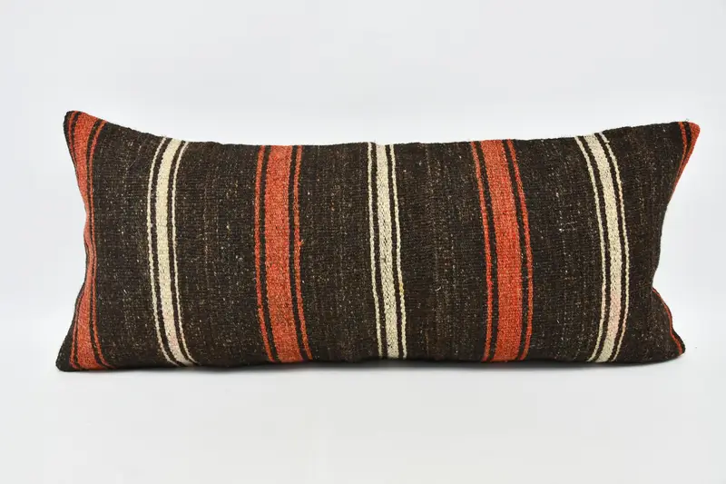 Kilim Pillow Cover, Square Throw Pillow, Interior Designer Pillow, Cushion, 16x36 Brown Pillow Cover, Bohemian Cushion Cushion Cover, Vintage Pillow - 1