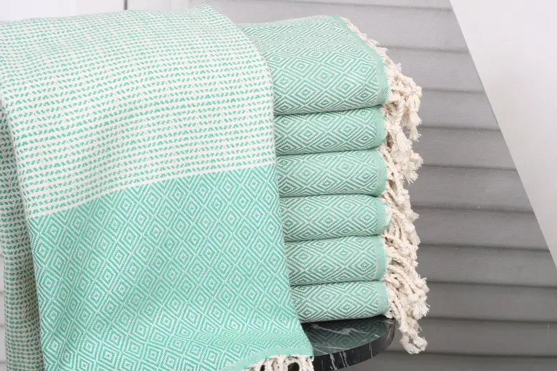 Personalized Green Diamond Towel Organic Turkish Cotton, 40x71 Inches