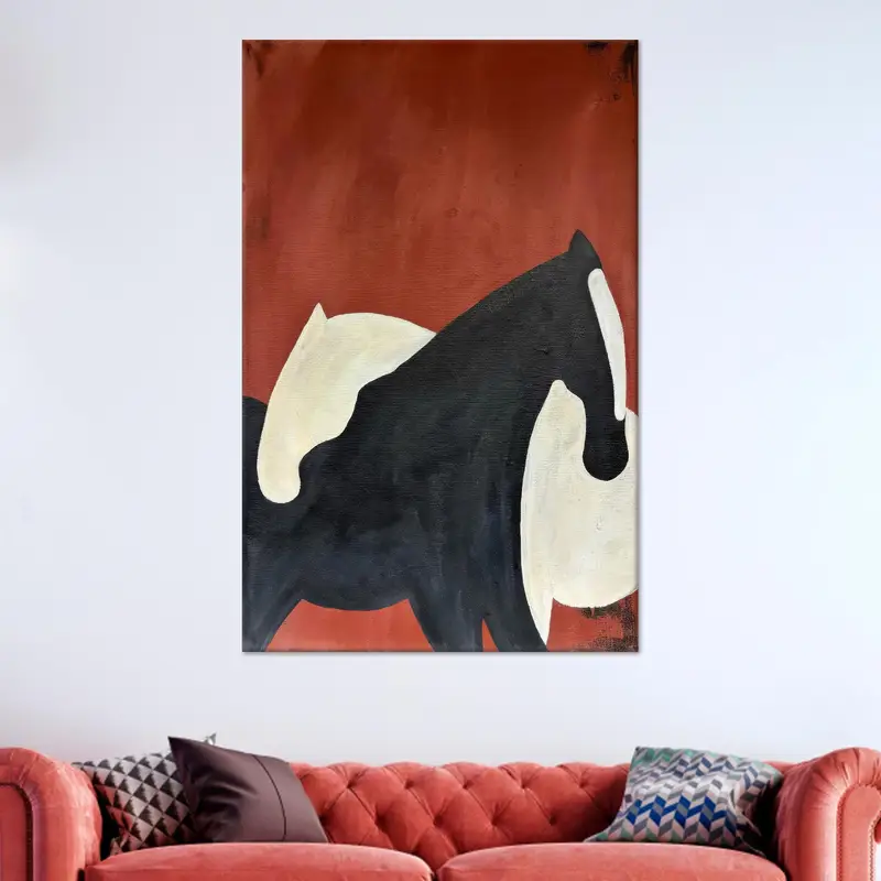 Elegante lienzo abstracto de caballos: regalo perfecto para los amantes de los caballos