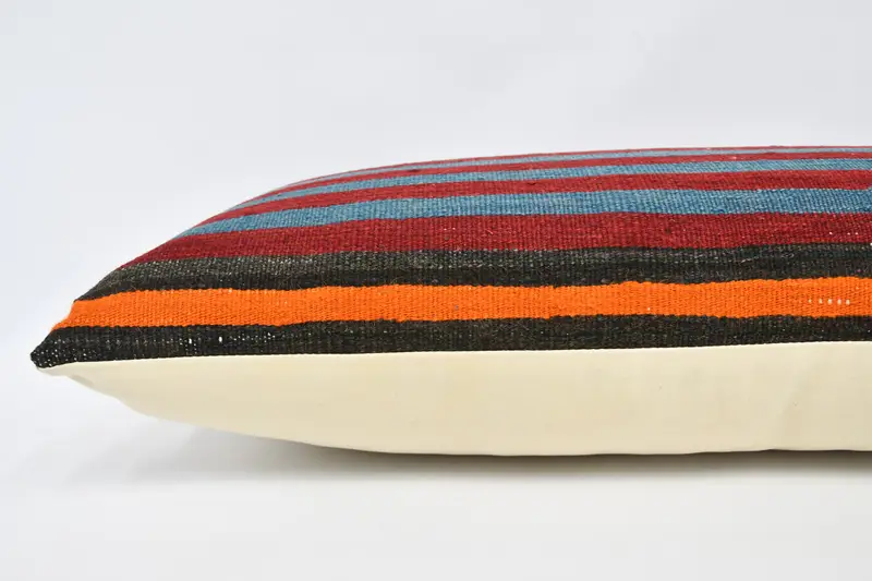 Cushion Cover, Turkish Corner Cushion Cover, Turkish Kilim Pillow, Interior Designer Pillow, 16x48 Red Cushion Case, Throw Kilim Pillow - 5
