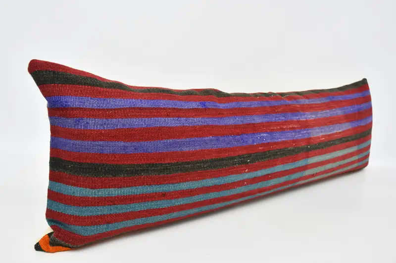 Cushion Cover, Turkish Corner Cushion Cover, Turkish Kilim Pillow, Interior Designer Pillow, 16x48 Red Cushion Case, Throw Kilim Pillow - 3