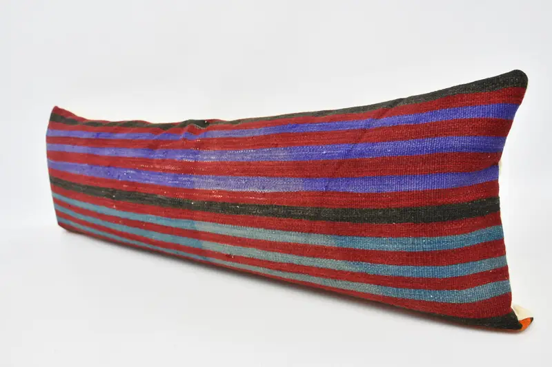 Cushion Cover, Turkish Corner Cushion Cover, Turkish Kilim Pillow, Interior Designer Pillow, 16x48 Red Cushion Case, Throw Kilim Pillow - 4