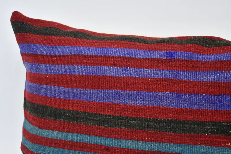 Cushion Cover, Turkish Corner Cushion Cover, Turkish Kilim Pillow, Interior Designer Pillow, 16x48 Red Cushion Case, Throw Kilim Pillow - 2