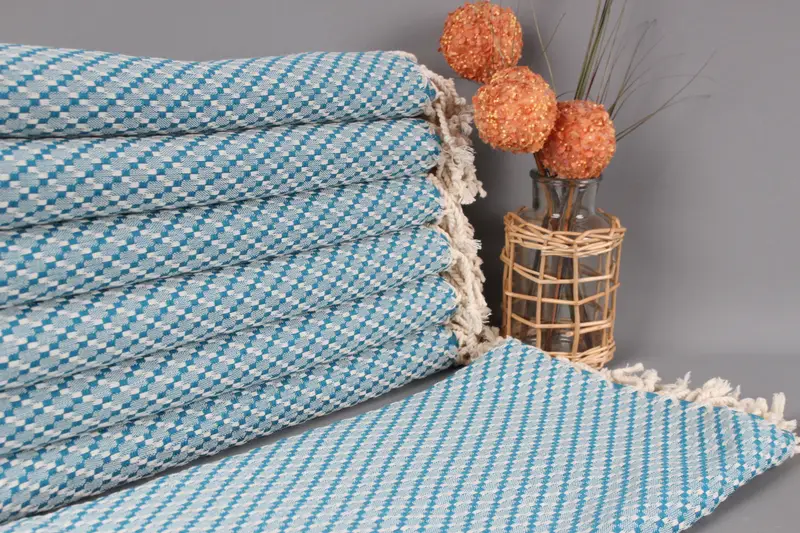 Monogrammed Beach Towel Petrol Blue Chevron, Organic Cotton, 40x67 Inches