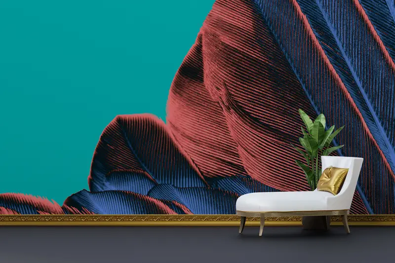 Modern Mekanlar için Zarif Çağdaş Tüy Baskılı Duvar Kağıdı