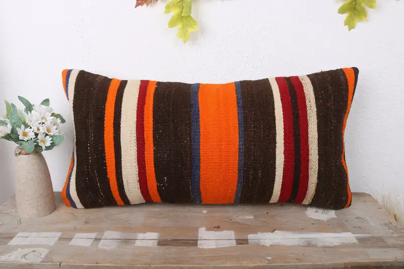 Couch Pillow, 12x24 Brown Cushion Case, Cotton Pillow Cover, Designer Throw Pillow Cover, Antique Pillows, Pillow, Kilim Pillow, Pillow for Couch - 2