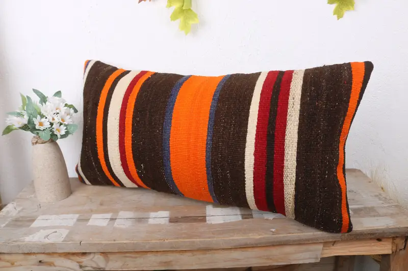 Couch Pillow, 12x24 Brown Cushion Case, Cotton Pillow Cover, Designer Throw Pillow Cover, Antique Pillows, Pillow, Kilim Pillow, Pillow for Couch - 4