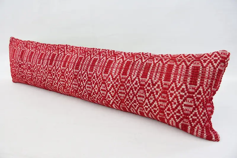 12x48 Red Pillow Sham, Cushion Case, Decorative Cushion Case, Pillow for Couch, Boho Pillow Sham Cover, Vintage Kilim Throw Pillow - 5