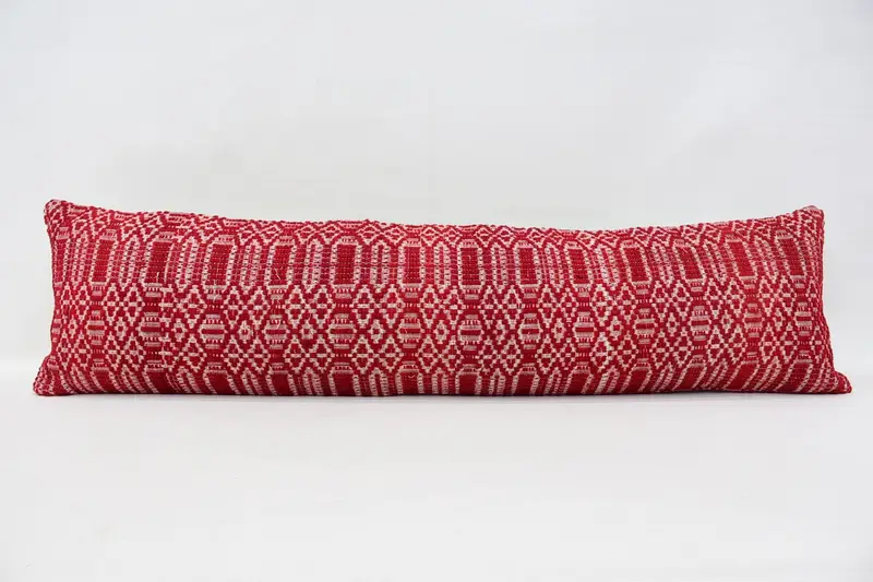 12x48 Red Pillow Sham, Cushion Case, Decorative Cushion Case, Pillow for Couch, Boho Pillow Sham Cover, Vintage Kilim Throw Pillow - 4