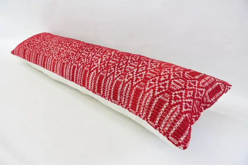 12x48 Red Pillow Sham, Cushion Case, Decorative Cushion Case, Pillow for Couch, Boho Pillow Sham Cover, Vintage Kilim Throw Pillow - 6