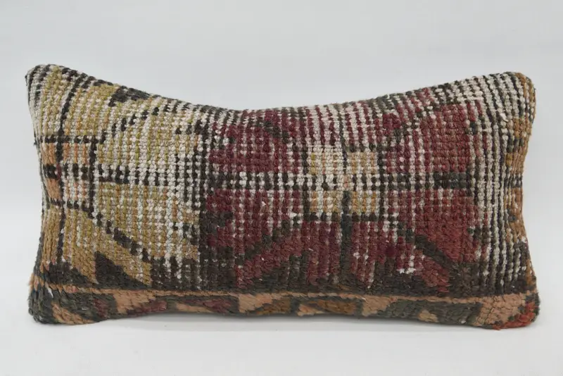 Vintage Kilim Throw Pillow, Pillow, 8x16 Brown Pillow Case, Vintage Kilim Pillow, Pillow for Sofa, Handmade Cushion Cover, Hippie Throw Pillow Case - 1
