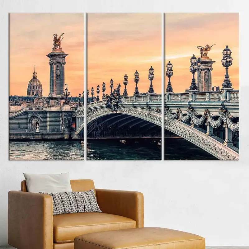 パリの夕日キャンバス: エレガントな都市景観アート プリント