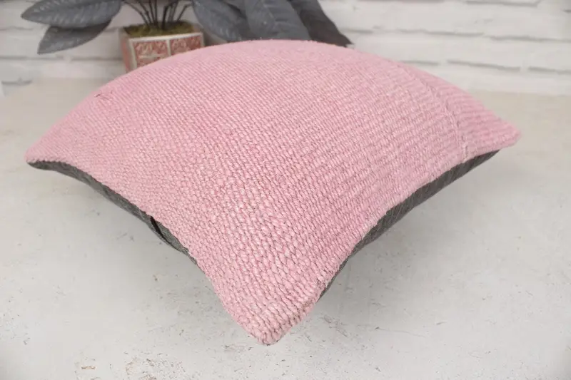 Home Decor Pillow, 14x14 Pink Cushion Cover, Ethnical Kilim Rug Pillow, Cushion, Gift Pillow, Cotton Cushion, Decorative Bolster Cushion Cover - 6