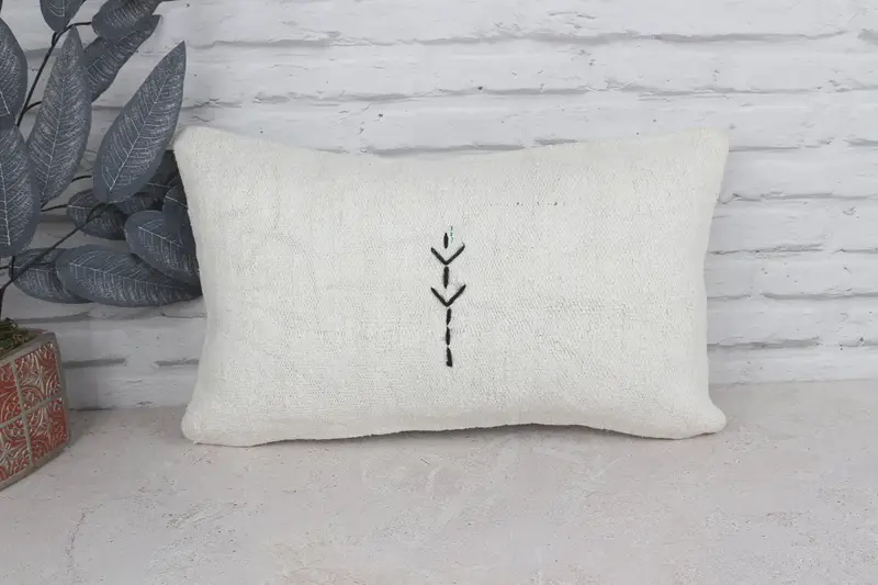 12x20 White Pillow, Cushion Case, Ethnic Pillow Case, Kilim Pillow Cover, Interior Designer Pillow, Oriental Pillow Sham, Turkish Kilim Pillow - 1