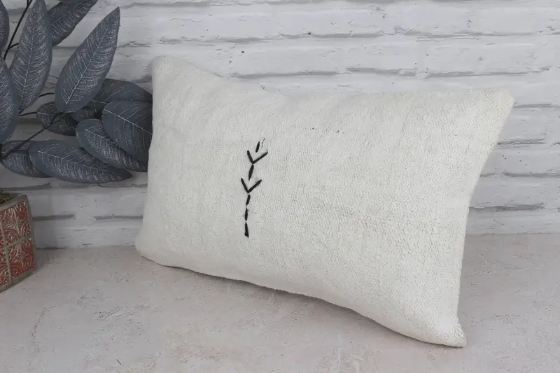 12x20 White Pillow, Cushion Case, Ethnic Pillow Case, Kilim Pillow Cover, Interior Designer Pillow, Oriental Pillow Sham, Turkish Kilim Pillow - 4