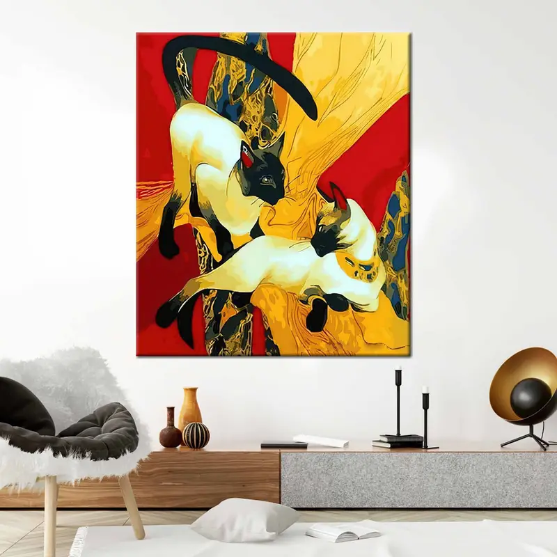 Gustav Klimt, Siamese Cats, Klimt Painting, Siamese Cats Canvas, Klimt Painting, Reproduction Wall Art, Famous Wall Art, Cat Painting, - 4