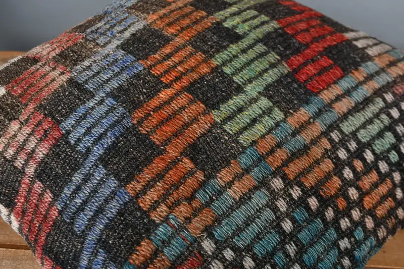 Art Deco Cushion Cover, Neutral Throw Cushion Cover, Turkish Kilim Pillow, Gift Pillow, 16x16 Red Pillow Cover, Boho Pillow Sham Cover, Cushion Case - 4