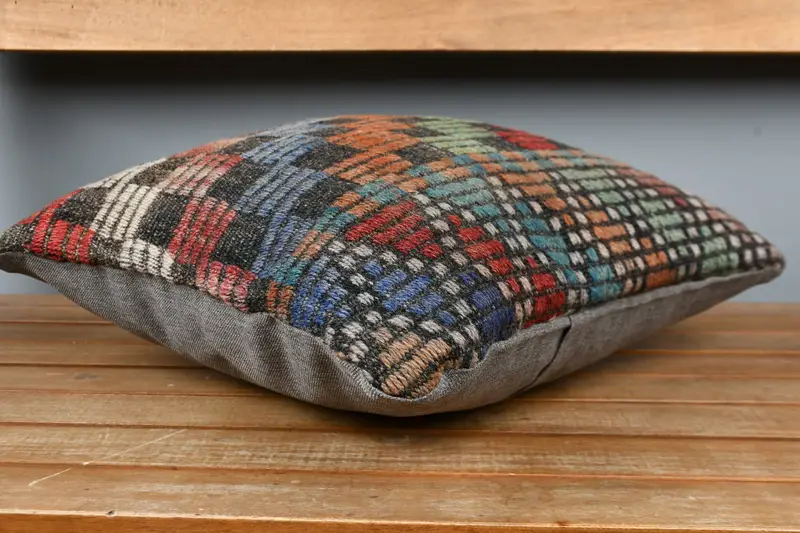 Art Deco Cushion Cover, Neutral Throw Cushion Cover, Turkish Kilim Pillow, Gift Pillow, 16x16 Red Pillow Cover, Boho Pillow Sham Cover, Cushion Case - 3