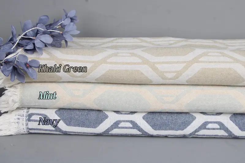 Woven Cotton Blanket Solid Pattern Full XL, 75x91 Inches