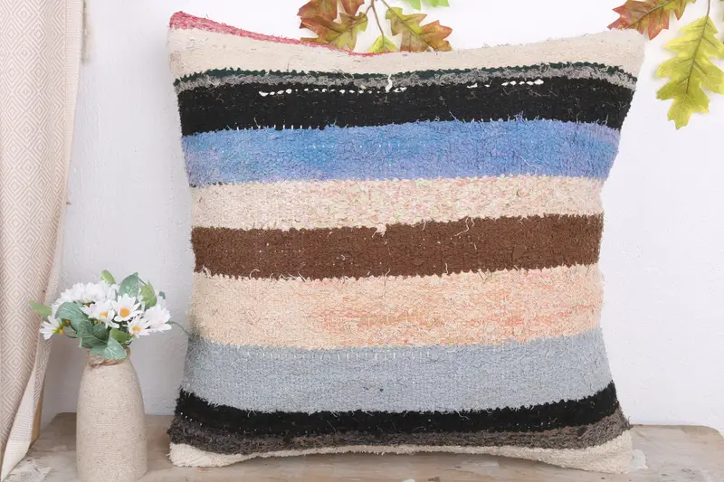 Pillow Case, Luxury Pillow Case, Antique Pillows, Vintage Kilim Pillow, 20x20 White Cushion Case, Armchair Cushion, Ethnical Kilim Rug Pillow - 2