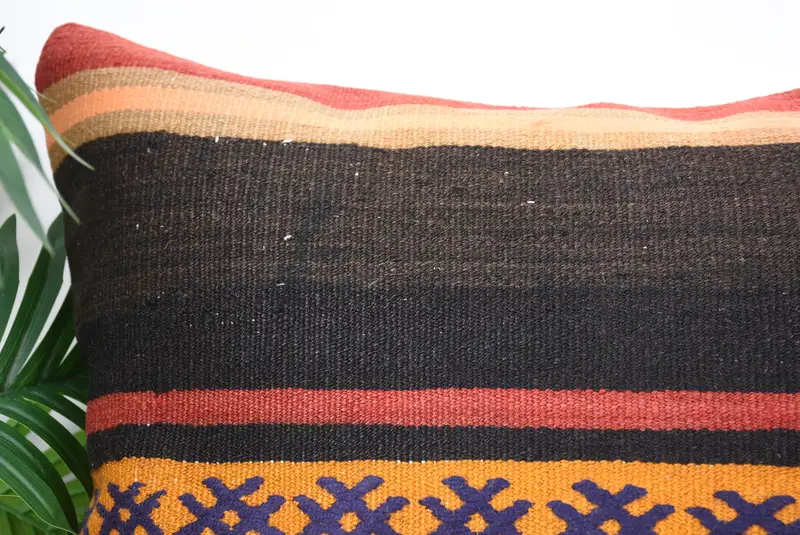 Cushion Cover, Boho Pillow, Ethnic Pillow Cover Pillow Case, Kilim Pillow Cover, Indoor Pillow, Turkish Kilim Pillow, 18x18 Brown Pillow Sham - 2