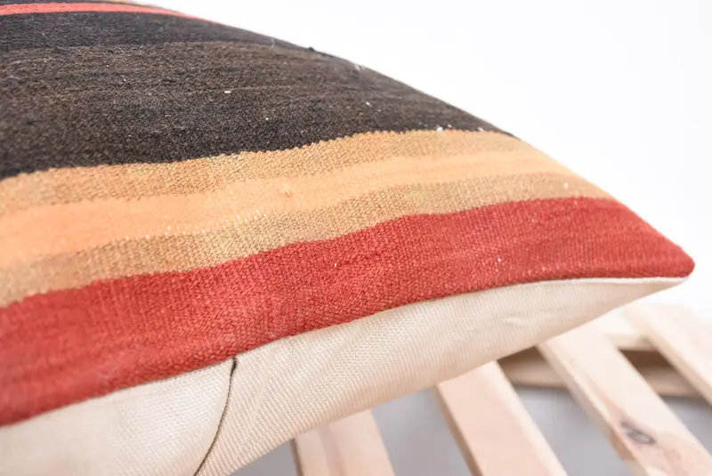 Cushion Cover, Boho Pillow, Ethnic Pillow Cover Pillow Case, Kilim Pillow Cover, Indoor Pillow, Turkish Kilim Pillow, 18x18 Brown Pillow Sham - 7
