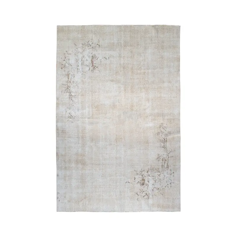 Vintage Turkish Rug, 6.6x9.8 ft Large Rug, White Oushak Southwestern Rug - 1