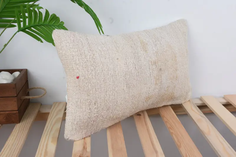 Pillow, Seat Pillow Cover, Kilim Pillow, Ethnical Kilim Rug Pillow, Interior Designer Pillow, Handwoven Pillow Case, 12x20 White Pillow Case - 4