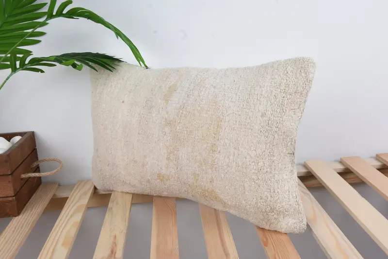 Pillow, Seat Pillow Cover, Kilim Pillow, Ethnical Kilim Rug Pillow, Interior Designer Pillow, Handwoven Pillow Case, 12x20 White Pillow Case - 5
