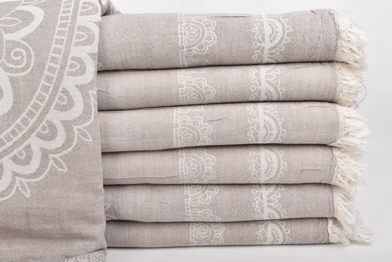 Turkish Cotton Throw Blanket, Christmas Gift Blanket, Bachelorette Party Favors, Bedspread, Custom Wedding Gifts, 88x80 Cotton Ethnic Design Towel - 1