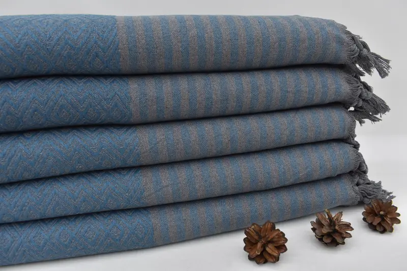 Cotton Bedspread, Beach Theme Wedding Gift, Throw Blanket, Turkish Cotton Blanket, Tablecloth, Bridal Shower Gift, 104x80 Cotton Diamond Towel - 2