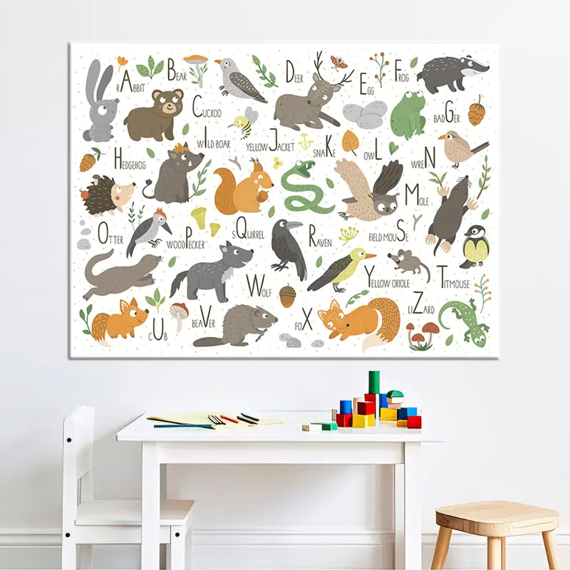 Animal Alphabet Canvas Print, Room Decor, Classroom Decor, Perfect Animal Gift for Kids, Educational Wall Art, ABC Nursery Wall Art - 5