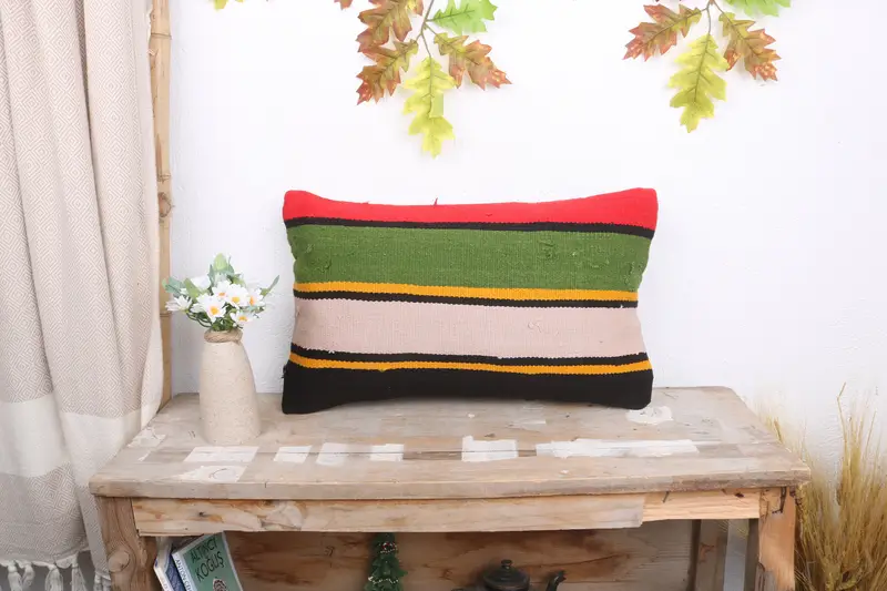 Interior Designer Pillow, Antique Pillows, Pastel Cushion, Pillow Case, Turkish Corner Pillow Sham, 12x20 White Cushion, Vintage Kilim Throw Pillow - 1