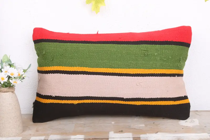 Interior Designer Pillow, Antique Pillows, Pastel Cushion, Pillow Case, Turkish Corner Pillow Sham, 12x20 White Cushion, Vintage Kilim Throw Pillow - 2