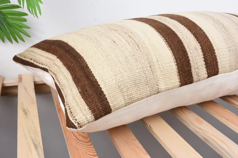 Nautical Throw Pillow Cover, Turkish Rugs Pillow Cover, 16x36 Beige Pillow, Boho Pillow, Turkish Kilim Pillow, Pillow for Sofa, Cushion Case - 6