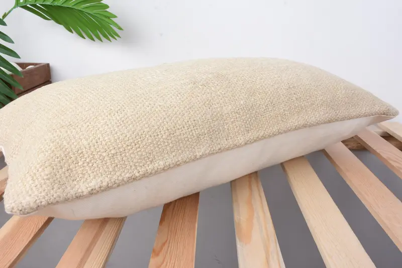 Authentic Pillow Case, Decorative Cushion Cover, Kilim Pillow, Turkish Kilim Pillow, 12x24 Beige Pillow, Vintage Kilim Throw Pillow, Cushion Case - 6