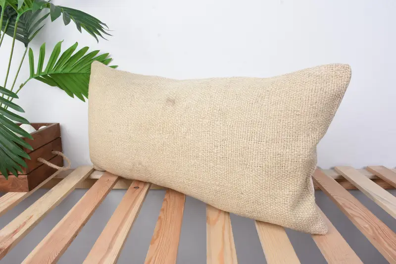 Authentic Pillow Case, Decorative Cushion Cover, Kilim Pillow, Turkish Kilim Pillow, 12x24 Beige Pillow, Vintage Kilim Throw Pillow, Cushion Case - 4