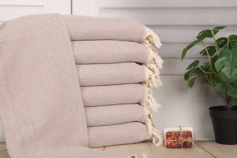 Polka Dot Tea Towel Brown Cotton Hand Towel, Monogram, 18x40 Inches