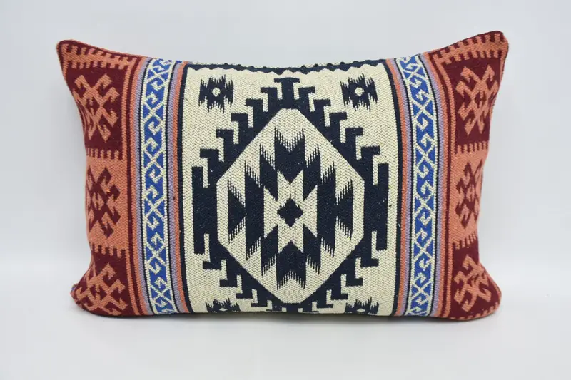 Vintage Moroccan White Cushion, Geometric Wool Euro Sham - 1