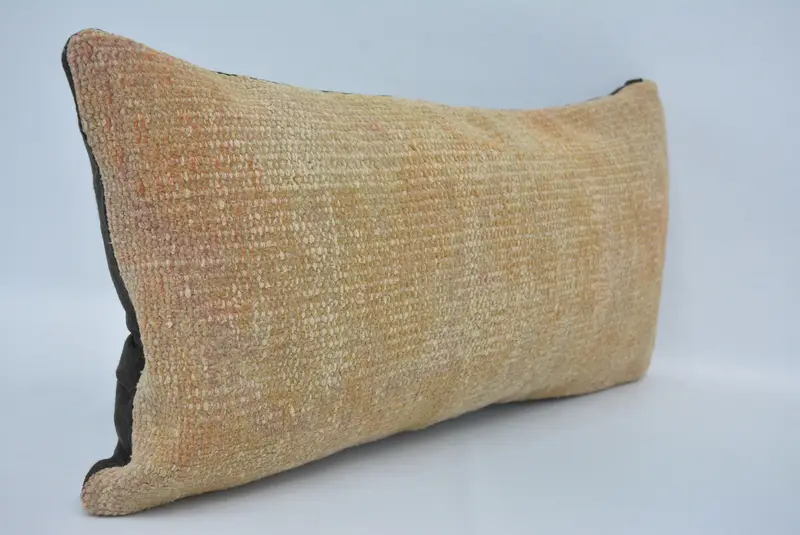 Boho Pillow Sham Cover, Decorative Bolster Pillow Cover, 12x24 Beige Pillow Case, Pillow Cover, Antique Pillows, Vintage Kilim Pillow - 3