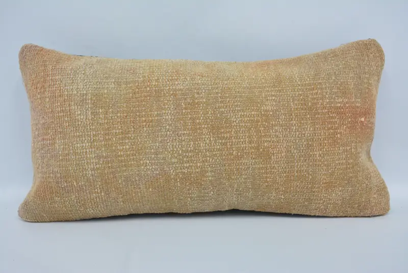 Boho Pillow Sham Cover, Decorative Bolster Pillow Cover, 12x24 Beige Pillow Case, Pillow Cover, Antique Pillows, Vintage Kilim Pillow - 1