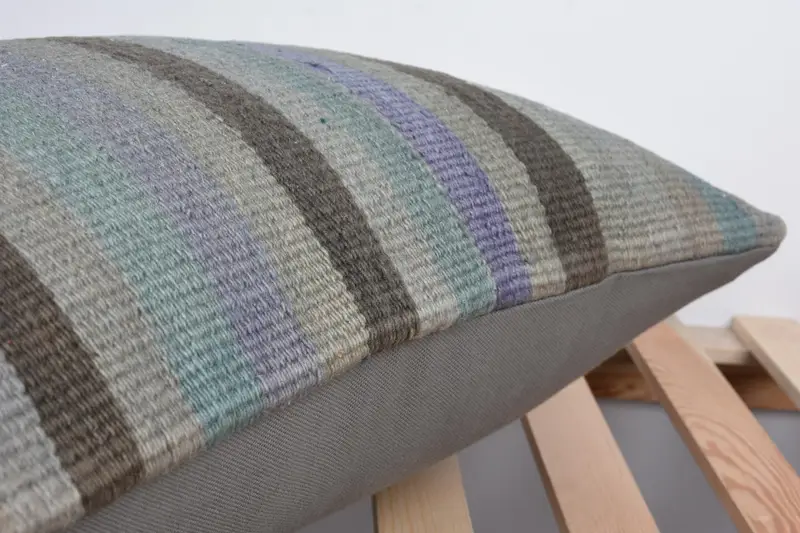 Ethnical Kilim Rug Pillow, Handmade Kilim Cushion, Home Decor Pillow, 16x24 Brown Pillow Sham, Pillow Cover, Sustainable Cushion Cover - 7