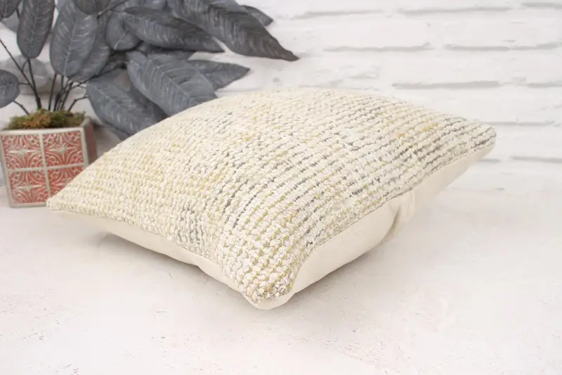 Farmhouse Pillow Sham, Kilim Pillow Cover, Antique Pillows, Vintage Kilim Throw Pillow, Pillow Cover, 14x14 Beige Cushion, Neutral Throw Pillow - 6
