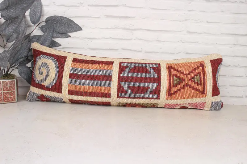 12x36 Beige Cushion Cover, Ethnic Throw Pillow, Boho Pillow Sham Cover, Vintage Cushion, Pillow, Pillow for Sofa, Gift Pillow, Sofa Cushion Cover - 1