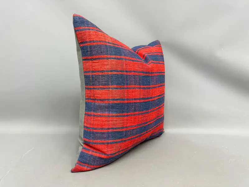 Kilim Cushion Sham, Pillow Cover, 20x20 Red Cushion, Pillow for Couch, Home Decor Pillow, Colorful Cushion Cover, Cozy Throw Pillow Sham - 2