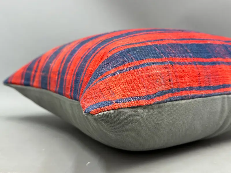Kilim Cushion Sham, Pillow Cover, 20x20 Red Cushion, Pillow for Couch, Home Decor Pillow, Colorful Cushion Cover, Cozy Throw Pillow Sham - 6